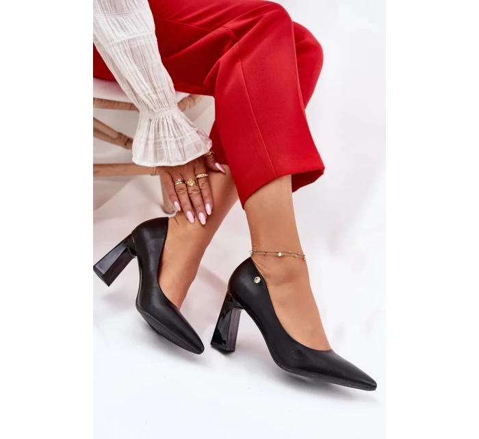 Elegantní dámské lodičky na širokém podpatku Vinceza – černé Elegantní dámské lodičky na širokém podpatku Vinceza – černé