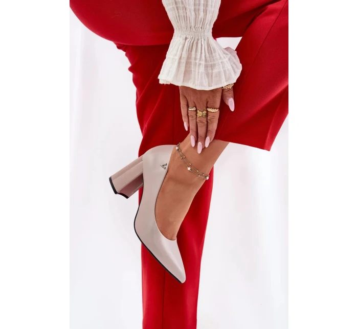 Elegantní dámské lodičky na širokém podpatku Vinceza – šedé Elegantní dámské lodičky na širokém podpatku Vinceza – šedé