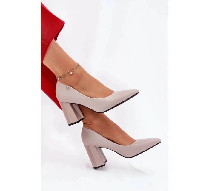 Elegantní dámské lodičky na širokém podpatku Vinceza – šedé Elegantní dámské lodičky na širokém podpatku Vinceza – šedé