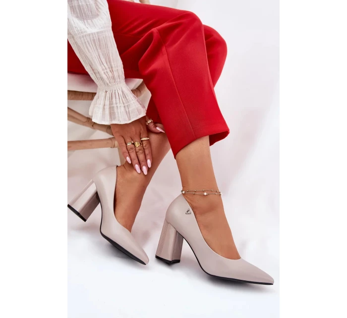 Elegantní dámské lodičky na širokém podpatku Vinceza – šedé Elegantní dámské lodičky na širokém podpatku Vinceza – šedé