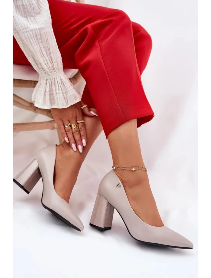 Elegantní dámské lodičky na širokém podpatku Vinceza – šedé Elegantní dámské lodičky na širokém podpatku Vinceza – šedé