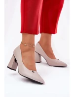 Elegantní dámské lodičky na širokém podpatku Vinceza – šedé Elegantní dámské lodičky na širokém podpatku Vinceza – šedé