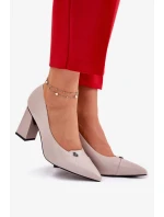 Elegantní dámské lodičky na širokém podpatku Vinceza – šedé Elegantní dámské lodičky na širokém podpatku Vinceza – šedé