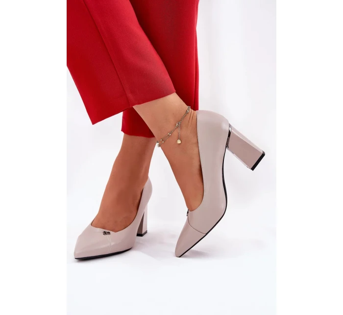Elegantní dámské lodičky na širokém podpatku Vinceza – šedé Elegantní dámské lodičky na širokém podpatku Vinceza – šedé