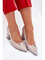 Elegantní dámské lodičky na širokém podpatku Vinceza – šedé Elegantní dámské lodičky na širokém podpatku Vinceza – šedé