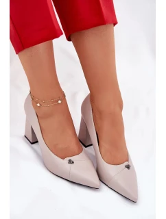 Elegantní dámské lodičky na širokém podpatku Vinceza – šedé