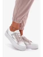 Dámské trampky na platformě Lee Cooper – bílo-šedé