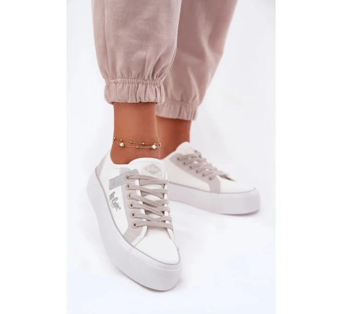 Dámské trampky na platformě Lee Cooper – bílo-šedé Dámské trampky na platformě Lee Cooper – bílo-šedé