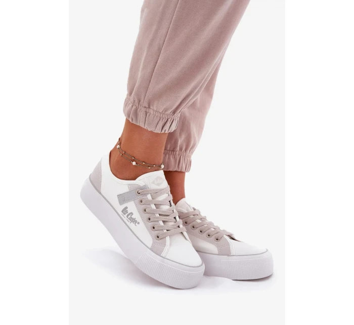 Dámské trampky na platformě Lee Cooper – bílo-šedé Dámské trampky na platformě Lee Cooper – bílo-šedé