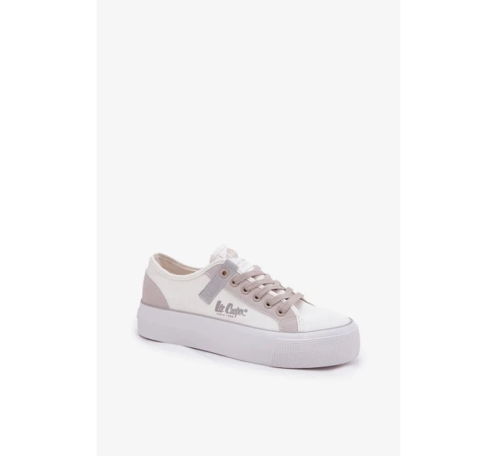 Dámské trampky na platformě Lee Cooper – bílo-šedé Dámské trampky na platformě Lee Cooper – bílo-šedé