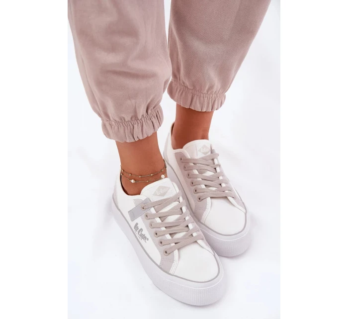 Dámské trampky na platformě Lee Cooper – bílo-šedé Dámské trampky na platformě Lee Cooper – bílo-šedé