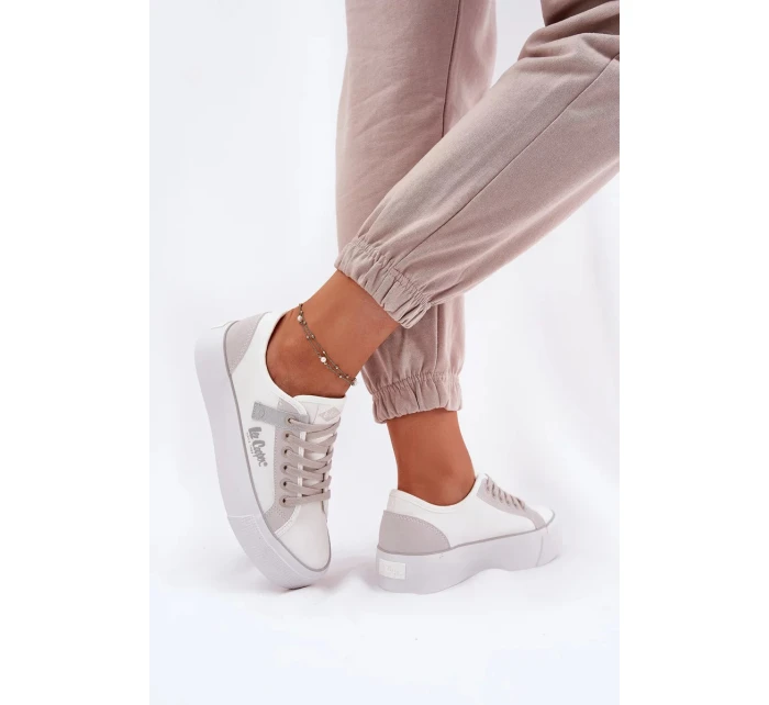 Dámské trampky na platformě Lee Cooper – bílo-šedé Dámské trampky na platformě Lee Cooper – bílo-šedé