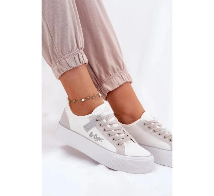 Dámské trampky na platformě Lee Cooper – bílo-šedé Dámské trampky na platformě Lee Cooper – bílo-šedé
