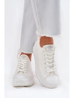 Dámské trampky s výšivkou na platformě Lee Cooper – bílé