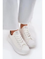 Dámské trampky s výšivkou na platformě Lee Cooper – bílé