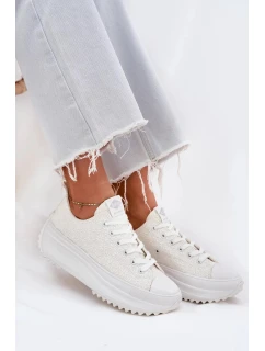 Dámské trampky s výšivkou na platformě Lee Cooper – bílé