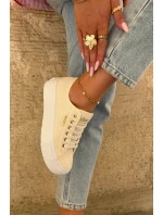 Dámské trampky s krajkou Lee Cooper – béžové