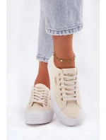Dámské trampky s krajkou Lee Cooper – béžové