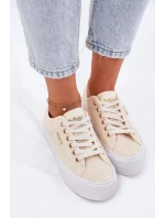 Dámské trampky s krajkou Lee Cooper – béžové