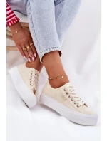 Dámské trampky s krajkou Lee Cooper – béžové