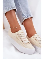 Dámské trampky s krajkou Lee Cooper – béžové