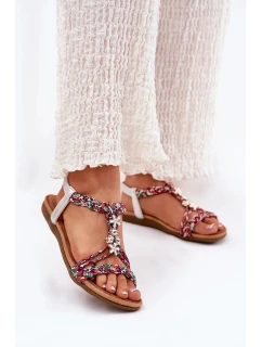 Dámské ploché sandály s pletenými pásky a ozdobnými připínkami Artiker – multikolor