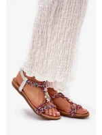 Dámské ploché sandály s pletenými pásky a ozdobnými připínkami Artiker – multikolor