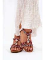 Dámské ploché sandály s pletenými pásky a ozdobnými připínkami Artiker – multikolor