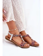 Dámské ploché sandály s pletenými pásky a ozdobnými připínkami Artiker – multikolor