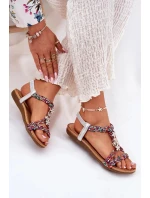 Dámské ploché sandály s pletenými pásky a ozdobnými připínkami Artiker – multikolor