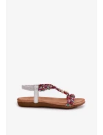 Dámské ploché sandály s pletenými pásky a ozdobnými připínkami Artiker – multikolor