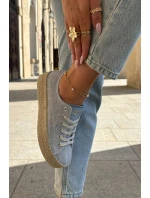 Dámské trampky na platformě s pleteným detailem Lee Cooper – modré