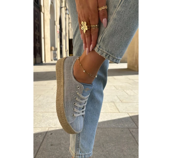 Dámské trampky na platformě s pleteným detailem Lee Cooper – modré Dámské trampky na platformě s pleteným detailem Lee Cooper – modré