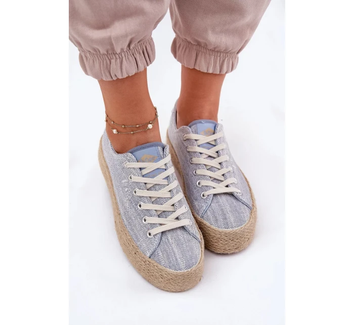 Dámské trampky na platformě s pleteným detailem Lee Cooper – modré Dámské trampky na platformě s pleteným detailem Lee Cooper – modré