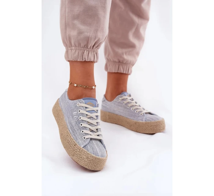 Dámské trampky na platformě s pleteným detailem Lee Cooper – modré Dámské trampky na platformě s pleteným detailem Lee Cooper – modré