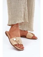 Dámské pantofle na nízkém podpatku s mašlí – béžové Dámské pantofle na nízkém podpatku s mašlí – béžové