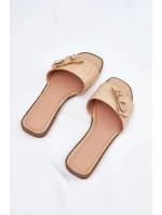 Dámské pantofle na nízkém podpatku s mašlí – béžové Dámské pantofle na nízkém podpatku s mašlí – béžové