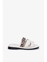 Dámské kožené pantofle s páskem na suchý zip se vzorem Vinceza – světle béžové Dámské kožené pantofle s páskem na suchý zip se vzorem Vinceza – světle béžové