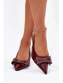 Dámské lodičky na jehlovém podpatku s mašlí Folesca – bordó