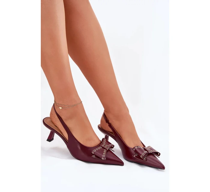 Dámské lodičky na jehlovém podpatku s mašlí Folesca – bordó Dámské lodičky na jehlovém podpatku s mašlí Folesca – bordó