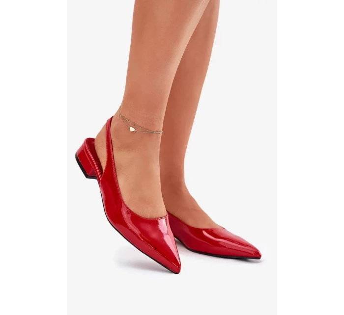 Dámské lakované baleríny na nízkém podpatku Testori – červené Dámské lakované baleríny na nízkém podpatku Testori – červené