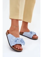 Dámské pantofle na korkové model 21902981 s mašlí – modré - Kesi Dámské pantofle na korkové model 21902981 s mašlí – modré - Kesi