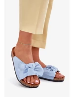 Dámské pantofle na korkové model 21902981 s mašlí – modré - Kesi Dámské pantofle na korkové model 21902981 s mašlí – modré - Kesi