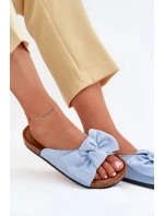 Dámské pantofle na korkové model 21902981 s mašlí – modré - Kesi Dámské pantofle na korkové model 21902981 s mašlí – modré - Kesi