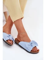 Dámské pantofle na korkové model 21902981 s mašlí – modré - Kesi Dámské pantofle na korkové model 21902981 s mašlí – modré - Kesi