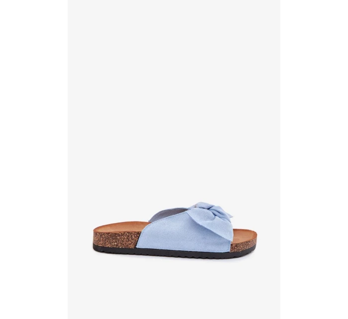 Dámské pantofle na korkové model 21902981 s mašlí – modré - Kesi Dámské pantofle na korkové model 21902981 s mašlí – modré - Kesi