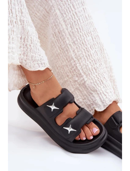 Dámské pěnové pantofle na platformě – černé