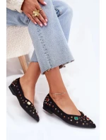 Dámské baleríny zdobené krystalky Valena – černé