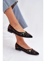 Dámské baleríny zdobené krystalky Valena – černé