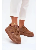 Dámské kožené sneakers na platformě Daniel Lopez Just Dare – hnědé